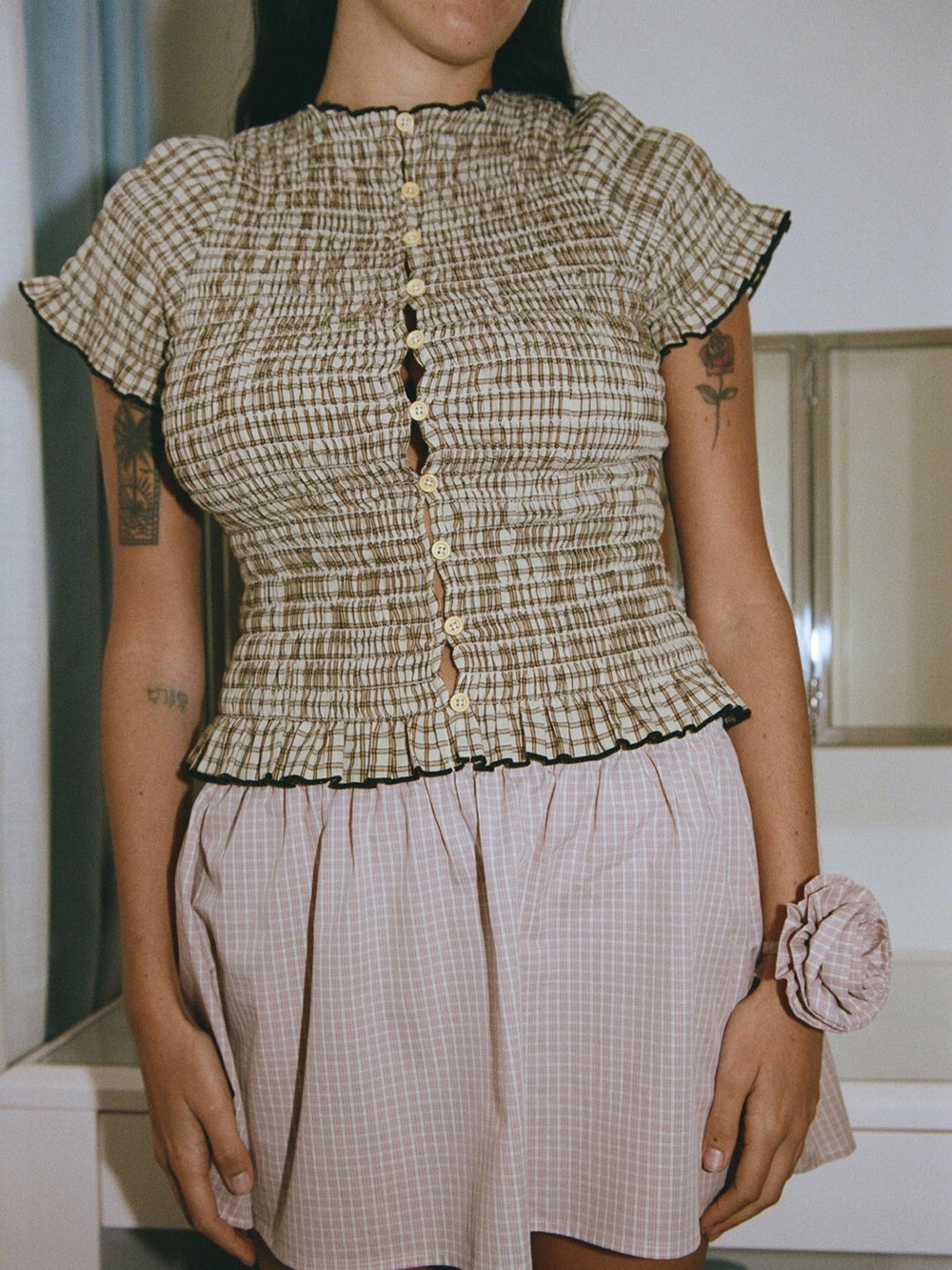 Apres Studio Bamboo Ruched Button Tee